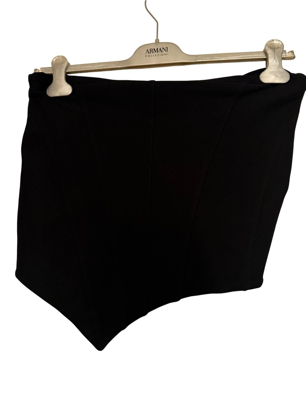 Black Asymmetric Hem Strapless Skirt